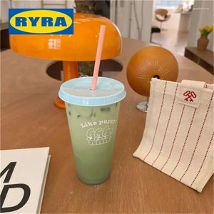 Canecas Plástico Tumbler Portátil Reutilizável Para suco de café Milk Tea Kawaii Christmas Presente Infantil Crianças de água Cup com palha