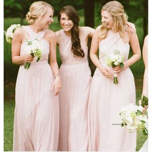 Sexy Setwell A -Line Bridesmaid Dresses Criss Cross thely comprimento do piso plissado simples de chiffon longa dama de honra P57 0510