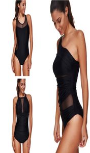 Plus Size One -Stück Badeanzug Solid Badebode Women Mesh Schwimmanzüge Open Rücken Monokini Push Up Badeanzug S3xl Maillot de Bain7330365