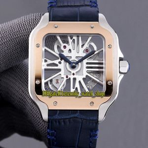 Лучшая версия TW 0008 2020057 Skeleton Dial Swiss 4S20 Автоматический механический розовый золотой панель Мужчина Смотрение 316L Стальная Корпус Кожа Спорт Wat 2434