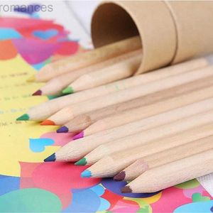 Pencils New 12 pieces of wooden writing colored pencils 12 color W/sharpening pen childrens artist coloring pen art supplies d240510