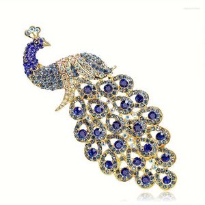 Brooches Big Peacock For Women Lady Beauty Rhinestone Tassel Tail Bird Party Office Brooch Pin Gifts