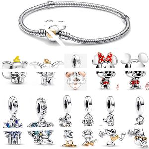 Nuovo braccialetto di mouse per anni per donne Disne Castle Golden Duck Fly Charm Pendant Fit Fit Fit Pandoras Designer Collana Bracciale Regalo