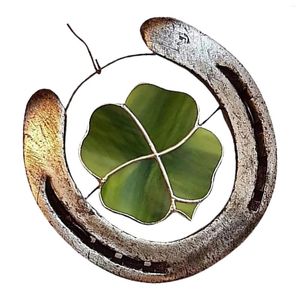 Decorazioni natalizie a quattro foglie Clover Buona fortuna Horseshoe Lucky Charms Metal Hand Faded Hangings Ornaments Room Garden Pendery Door Wall