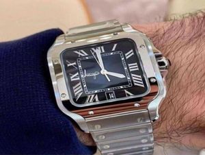 Square Watches Luxus Unisex 40mm Genfer Genfer Edelstahl Mechanische Frauen039s Uhrenfall Wasserbeständiges Armband Männer 7768274