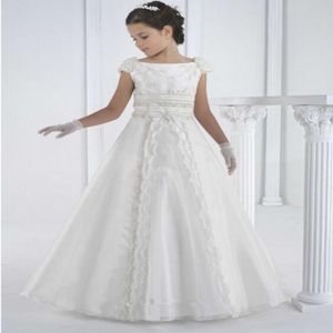 2017 nova safra para meninas Primeira comunhão Vestido branco ou marfim meninas vestido de renda de renda para meninas personalizadas vestido de concurso qualquer tamanho 3055