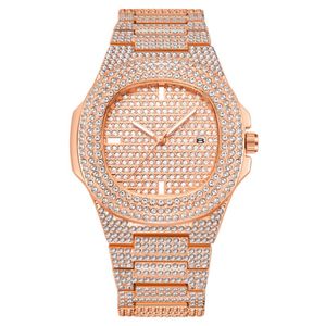 WLISTH Brand Date Quartz Mens Womens Watches Light Luxury Full Crystal Diamond Luminous Watch 42MM Diameter Dial Bling Unisex Wristwatc 245U