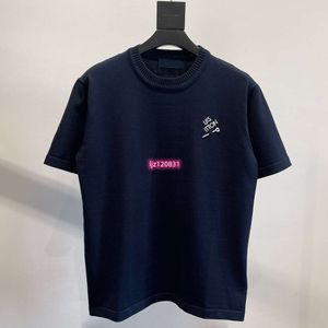 夏のメンズニットウェア通気性コットンと麻の半袖女性用Tシャツ丸ネックカジュアル刺繍ポーラプラムポロシャツメンズデザイナーTシャツ