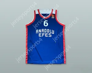 Anpassad Nay Mens Youth/Kids Metecan Birsen 6 Anadolu Efes SK Istanbul Turkiet Blue Basketball Jersey Top Stitched S-6XL