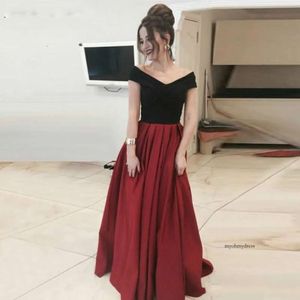 Black and Bury 2019 Prom Off The Shoulder A Line Formal Evening Dress Party Gowns OCN Graduation Dresses 0510