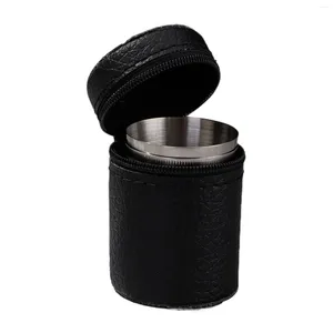 Hip Flasks Stainless Steel Cups Portable Sturdy With Case 30/70/160ml 4Pcs / Set Black Easy Storage Lightweight Brand