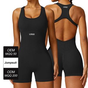 Lu Yoga Bodysuit wyrównać kombinezon Kobiety bezproblemowe wysoką talię Ummy Control Bodysuit bez pleców szorty Aktywne kombinezony fiess joga zużycie cytryny ll s