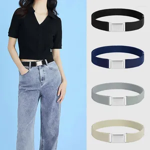 Bältes kvinnors justerbara elastiska stretchbälte bekväma osynliga midja för jeans byxor klär fyrkantiga spännen