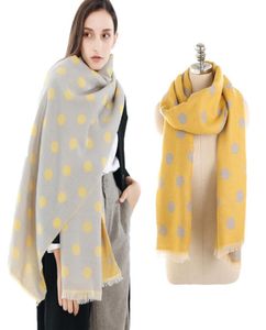 2018 Polca de moda de lenço de inverno Dots Cashmere Scarves para mulheres xales de algodão macio lenço de bufanda quente 4923349