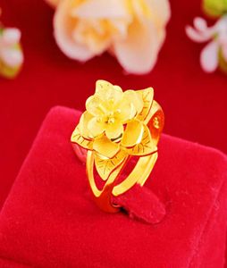 Women039s Rose 24k Gold Plated Cluster Rings JSGR014 Fashion Wedding Gift Women Yellow Gold Plate Jewelry Ring9800330