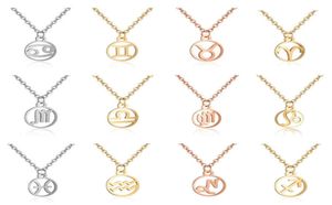 Sinogaa rostfritt stål stjärntecken halsband hängar 12 konstellation smycken jungfru leo ​​taurus gemini halsband kvinnor krage3165832