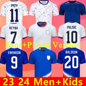 Seleção nacional EUA 20 camisas de futebol Balogun 24-25 Copa América 23 Acosta 2 Yedlin 8 McKennie 21 WEAH ZIMMERMAN ROBINSON REYNA KITS DE CRIADES DE FUTELO