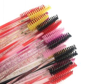 Glänsande ögonfranssapplikator engångskristallhandtag nylon mascara trollstänger borstar ögonfransar kosmetiska borste7525544