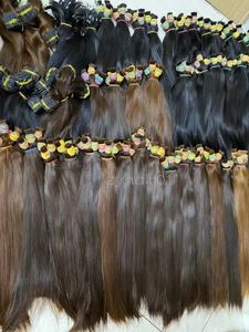 Cabelo de trança humana Cabelo humano reto a granel Sem trama 1 pacote 100g Cabelo humano reto a granel para tranças 100% Remi Extensões naturais cor natural mais escura castanha castanho