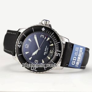 Günstige neue fünfzig Fathoms 50 Fathoms 5015-1130-52 Japan Miyota 8215 Automatisch schwarzes Zifferblatt Mens Watch Leder-Armband Sport hochwertiger WATC 224U