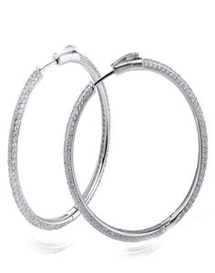 Recommend 46 mm Large Real Sterling Silver Hoop Earring Micro pave Tiny crystal Jewelry Jewellery Big 925 Silver Circle Earrings3989846