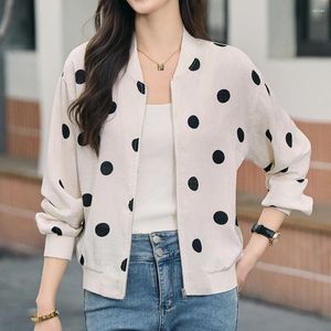 Women's Jackets Fashion Spring Summer Short Woman Coats Loose Outwear Polka Dot Clothing Zipper Baseball Jacket Casual Female