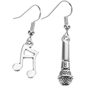Dangle Earrings Gift For Music Lovers Microphone Note Pendant Asymmetrical Women Drop Alloy Decorative Miss