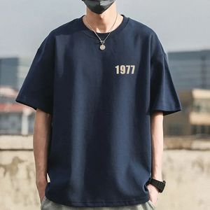 1977男性Tシャツ100％コットンレトロストリートウェア半袖ティー260g高品質のTシャツプリント女性240510