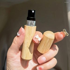 Storage Bottles 5/8ML Wood Perfume Bottle Mini Bottom Filling Liner Bamboo Spray Refillable Portable Atomizer Travel