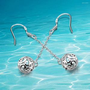 Dangle Earrings Simple Fashion Long Tassels Round Earring 925 Sterling Silver Ball Drop For Women Sweet Stud Female Gift