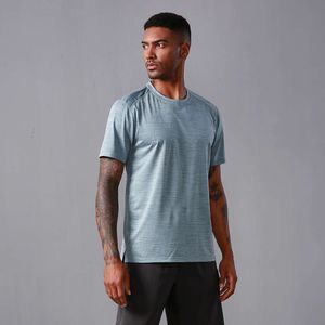 Lu Men T-Shirt Summer Tee Summer -Shirt Men'S Round Neck Short-Sleeved Shirt Dry Sports Fiess Basketball raining Quick Clothing LL Lemon M