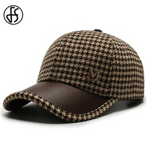 Ball Caps FS Summer Brand Plaid Baseball Caps For Men Women Luxury Designer Hat Brown British Houndstooth Snapback Cap Casquette Homme Y240507