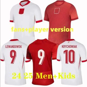 2024 Polen Soccer Jerseys Lewandowski Home White Away Red 24 25 Polska National Team Milik Piszczek Piatek Grosicki Krychowiak Zielinski Football Shirts Kit Men Men