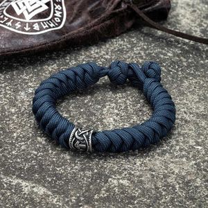 チャームブレスレットMkendn Men Viking Runes Survival Bracelet Outdoor Camping Rescue Emergency Rope Bracelet for Women Adgatiable Beads Jewelry Y240510