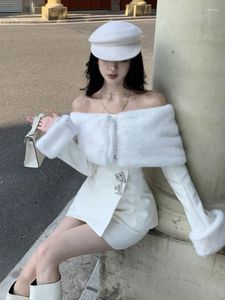 Sukienki robocze 2024 jesień zima Kobiety na ramię Mini spódnice 2-części