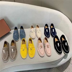 LP Shoes Summer Wak Charms Suede Laiders Moccasins Ampricot Leather Leather Men Menslians Diped on Pats Women Women Luxury Dress Fress Frick Fruck Factory Whitedres