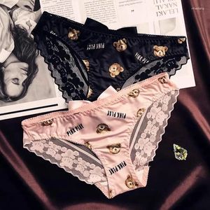 Mutandine da donna Donne Sweet Women Bass Whatwear Cute Bear Stamp Stamping Milk Silk Sliping Brief Slips Ladies Sexy Wok Tie Y2K Girl Bievi