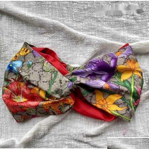 Lenços designers de seda faixas de cabeça elástica para mulheres novas chegadas de luxo meninas flores florais flores de borboleta faixas de cachecol acessórios do presente dhozn