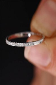 Vecalon Simple Finger Ring 925 Sterling Silver Diamond Party Ehering -Ringe für Frauen Brautfinger Schmuck Geschenk7365886