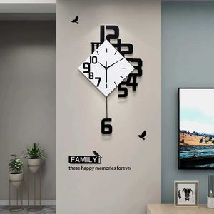Wall Clocks Modern design of large pendulum wall clock Nordic style living room home decoration modern creativity bedroom silent Q240509