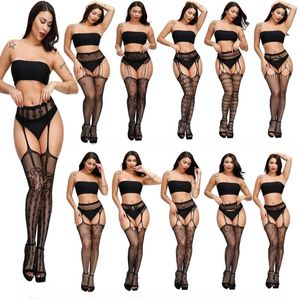 Frauen Socken sexy xxxxxl Strumpfhosen plus Größe Fishnet Schwarze Oberschenkel hohe Strümpfe mit Strumpfbandgürtel für übergroße offene Schrittzettel