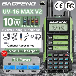 2023 Baofeng UV16 MAX Walkie Talkie 10 KM Military 10W Powerful Waterproof VHF UHF CB Ham Dual Band Two Way Radio USBC Charger 240509