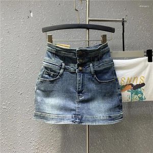 Etekler kadın denim skorts etek yaz 2024 Kore tarzı mavi kot feminino ince seksi kadın mini şort