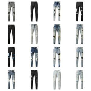 Дизайнерские мужские джинсы Purples Jean Pants для мужчин разорванные вышившие пентаграмма для лоскутной одежды для бренда мотоциклевые брюки с узкая мужская одежда мужская