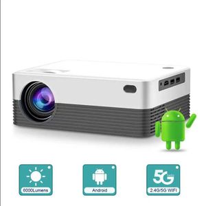 Projetores P35 Mini Projetor Projector 1080p Vídeo Full HD Projector Digital 5G Wifi Android 10 Projector 6000 Lumens Home Theater Camping J0509