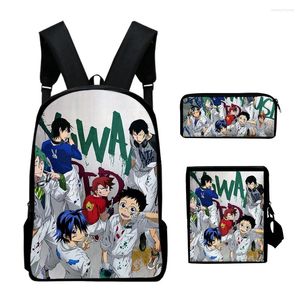 Backpack Modetrendy Yowamushi Pedal 3D Print 3pcs/Set Pupil Schools Bags Laptop Daypack geneigte Umhängetasche Stifte Gehäuse