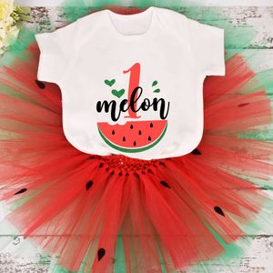 Zestawy odzieży Baby Girl Watermelon Birthday Tutu Tutu w Melon 1st Birthday Party Costume Toddler Photo Phots Cake Smash 3 Kolory T240509