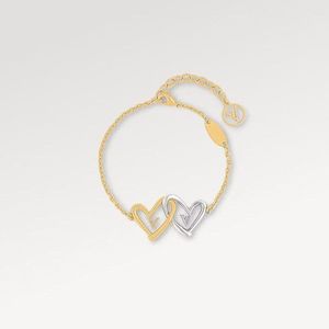 With Box Original designer charm bracelets Girls' women dual heart design letter bracelets elegant Love 18K Gold Bangles Fashion Jewelry Lady Party