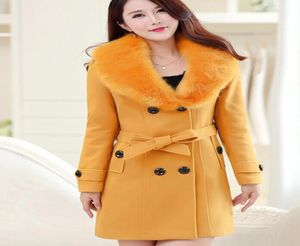 European and American fashion trendy styles fall and winter plus size woolen women039s coat doublebreasted woolen coat fur col2523153