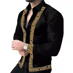 selling mens digital printed business shirts fashionable classic basic casual slim fit long sleeved shirt brand clothing 240425